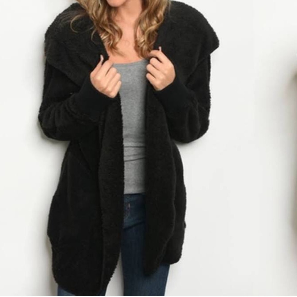 Black teddy bear coat